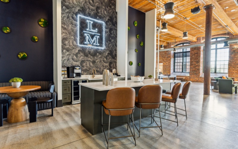 kitchen with large island and seating