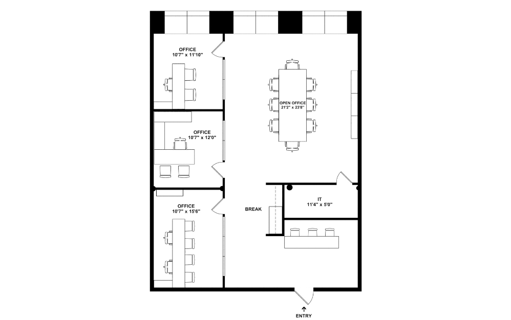 200-H - Studio floorplan layout with 1 bathroom and 1324 square feet (2D)