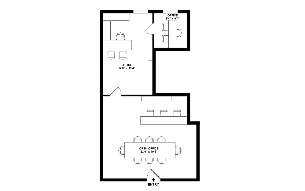 200-G - Studio floorplan layout with 1 bathroom and 725 square feet (2D)