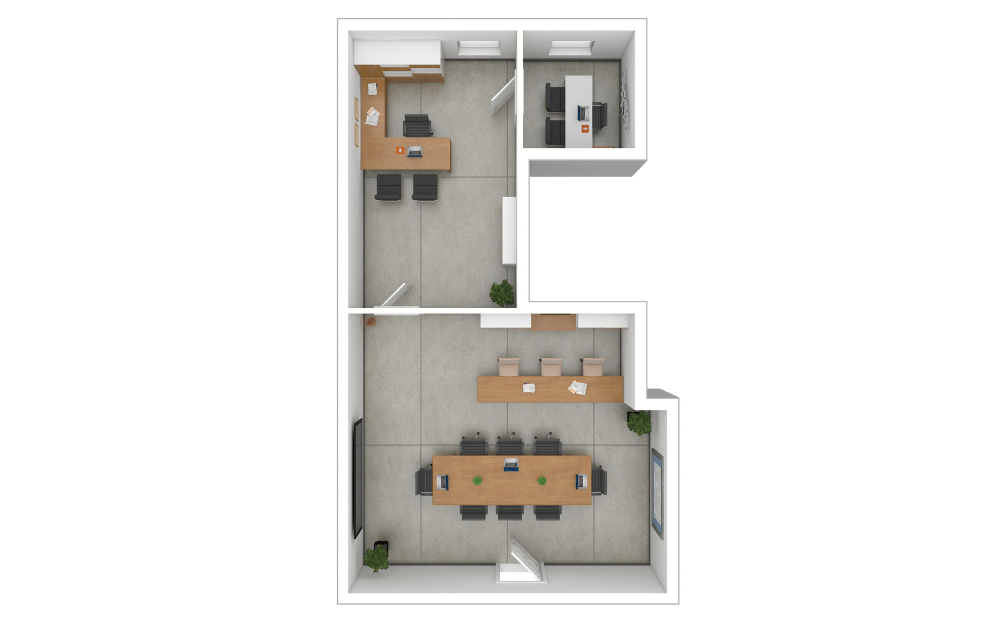 200-G - Studio floorplan layout with 1 bathroom and 725 square feet (3D)